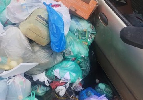 Garis escoram monte de lixo em carro estacionado e deixa proprietário indignado