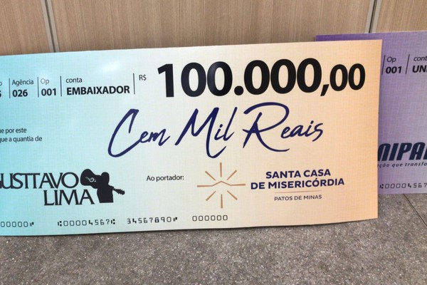 Gusttavo Lima pretende doar cheque de R$100 mil para a Santa Casa de Misericórdia