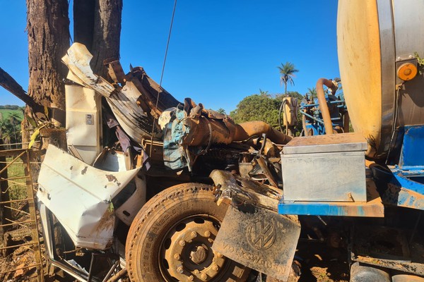 Motorista morre preso às ferragens após caminhão bater em árvore em Perdizes