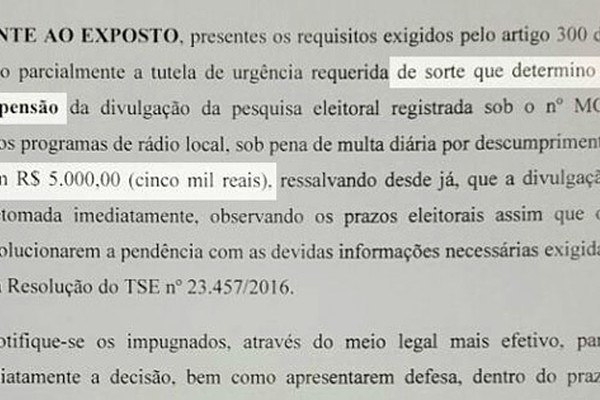 Irregularidade faz Justiça Eleitoral suspender divulgação de pesquisa em Patos de Minas