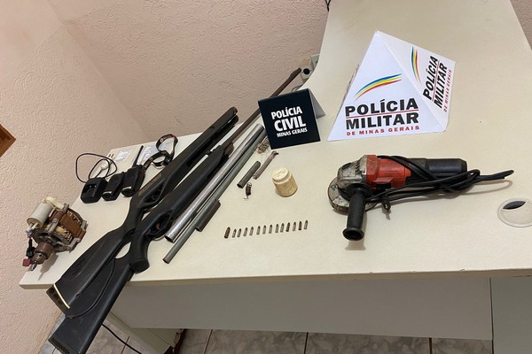 Homem é baleado e policiais encontraram fábrica clandestina de armas em Campos Altos